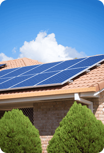 Solar panels installed on a home roof for renewable energy.