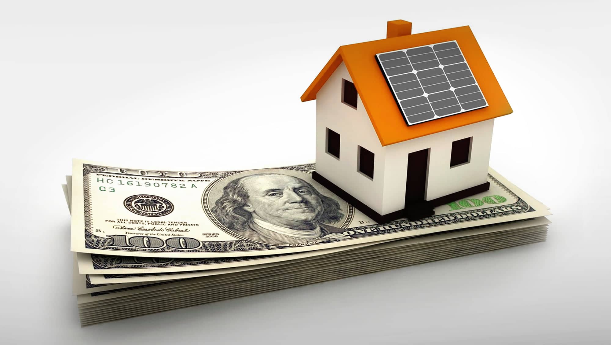 Money-And-Solar-Panel-On-The-Roof-Of-The-House