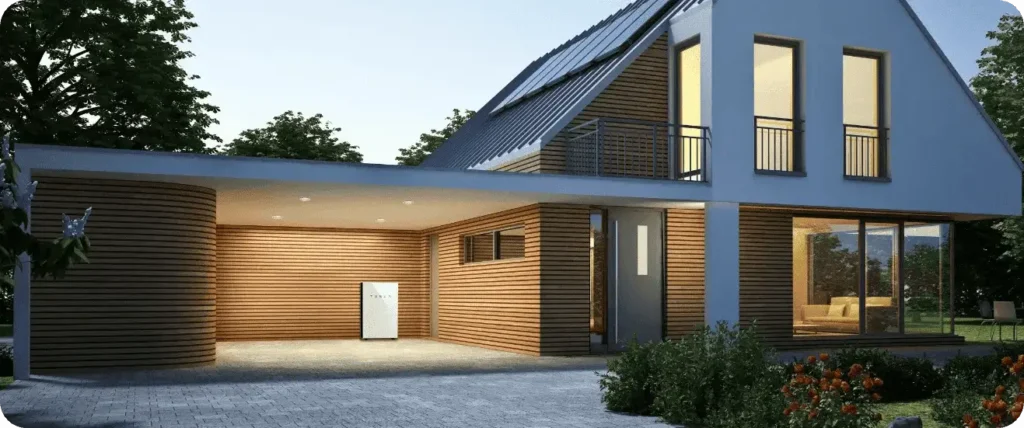 Battery storage system installed at a contemporary house for efficient solar power use.