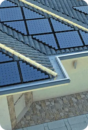 Solar panels installed on a home roof for renewable energy.
