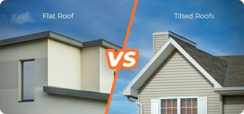 Flat roof vs. tiled roof comparison for residential buildings.