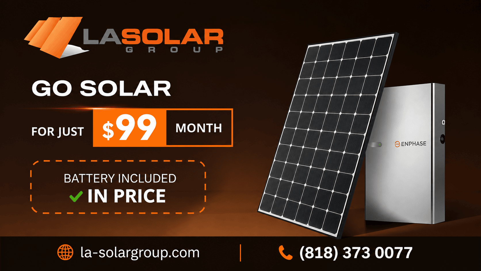 Go Solar for just $99/month — Battery included in price