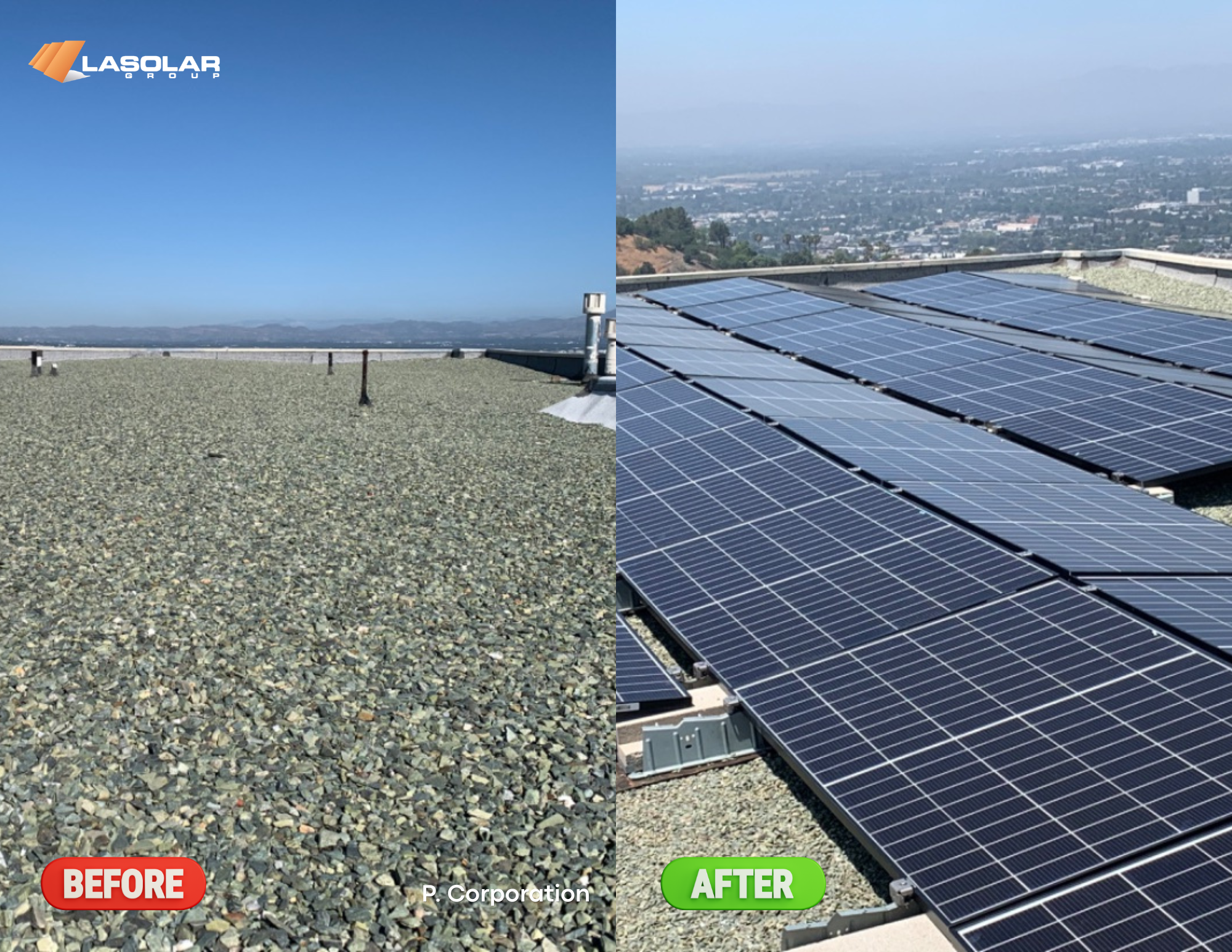 Before and after solar install, Beverly Hills, 47.36 kW system