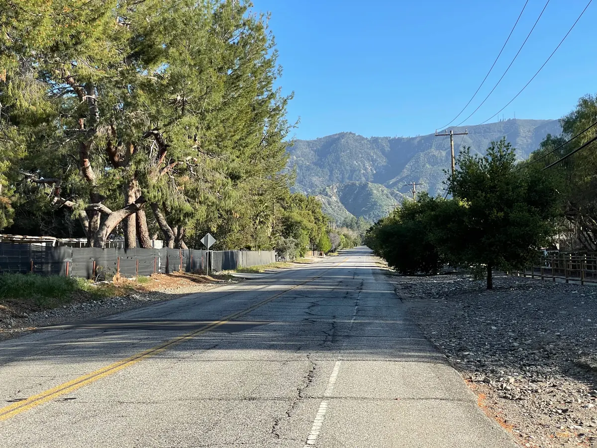 Sand Canyon Road looking toward the San Gabriel Mountains
