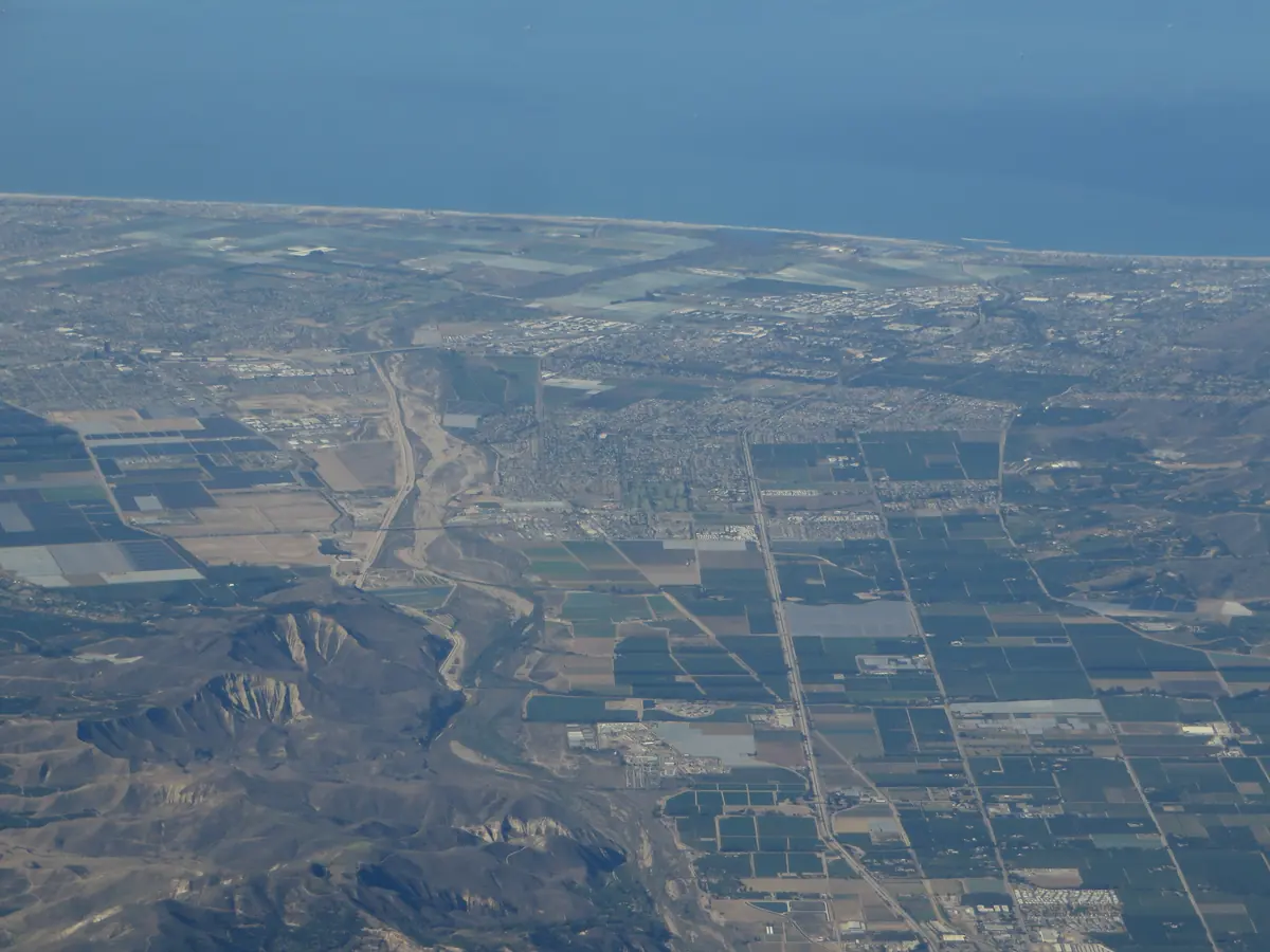 Oxnard and its coastline from the air